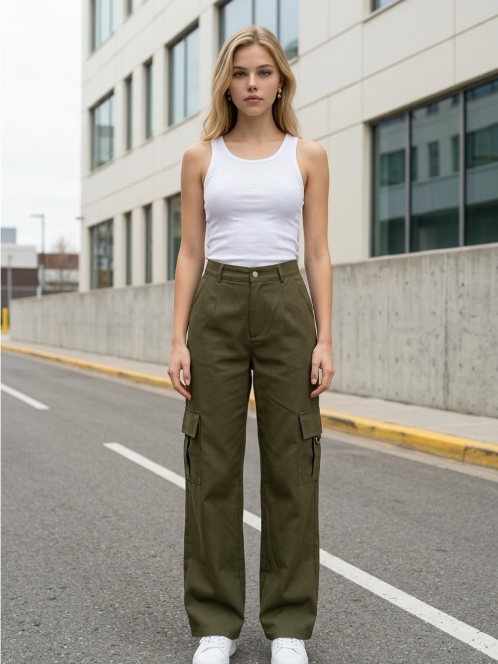 Pretty little thing with Olive Cargo Pants